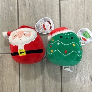 Squishmallows Red Santa and Green Christmas Tree Plush Set